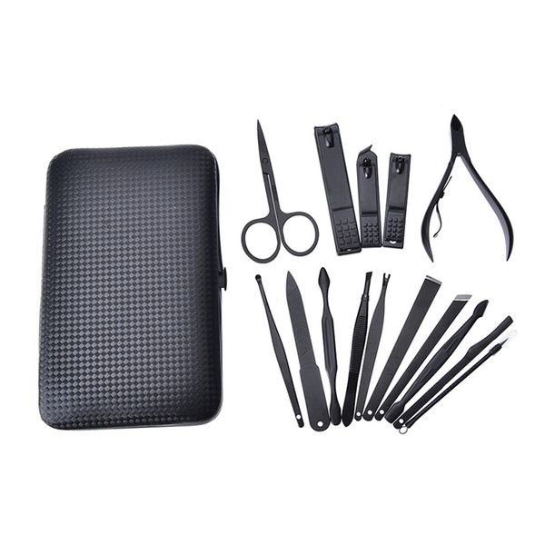 Stainless Steel Set with Case Nail Clipper Cutter Trimmer Ear Pick Grooming Kit Manicure Pedicure Toe Nail Tools 15 Pcs/set