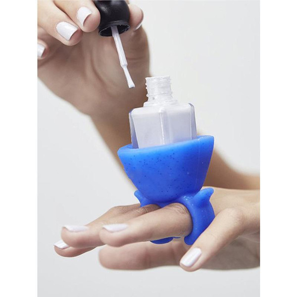 Soft Silicone Finger Wearable Nail Gel Polish Bottle Holder with Ring Creative Nail Art Tools Polish Varnish Bottle Display Stand Holder