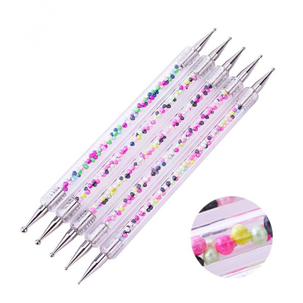 5Pcs Set UV Gel Painting Drawing Nail Art Dotting Pen Acrylic Caviar 2 Way Brush Salon Decorations Manicure Tools Kit F1676