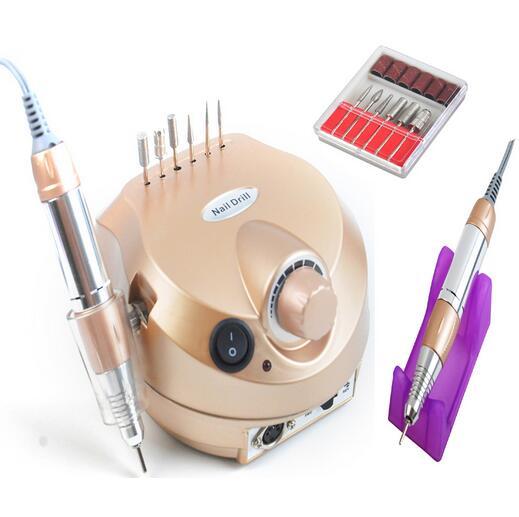 Wholesale- 110/220V 35000 RPM Pro Electric Nail Drill File Bit Machine Manicure Kit Pro Salon Home Nail Tools Set Free Shipping