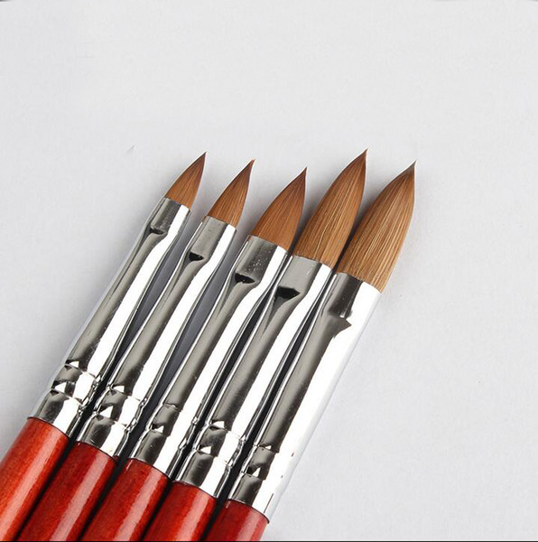 5 pcs Kolinsky Sable Acrylic Nail Art Brush No. 2/4/6/8/10 UV Gel Builder Carving Pen Brush Liquid Powder DIY Beauty Nail Drawing