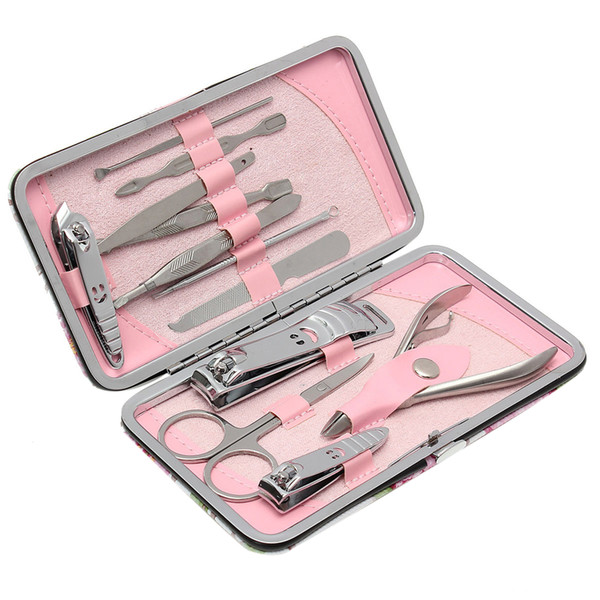 12pcs Manicure Set Pedicure Scissor + Cuticle Knife + Ear Pick + Nail Clipper Kit Stainless Steel Nail Care Tool manicure set