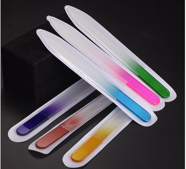 9cm Colorful Glass Nail Files Durable Crystal File Nail Buffer NailCare Nail Art Tool for Manicure UV Polish Tool