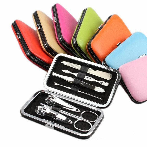 7 pieces of candy colored Manicure Manicure Nail Clippers nail beauty tools solid beauty gift set DHL Free shipping