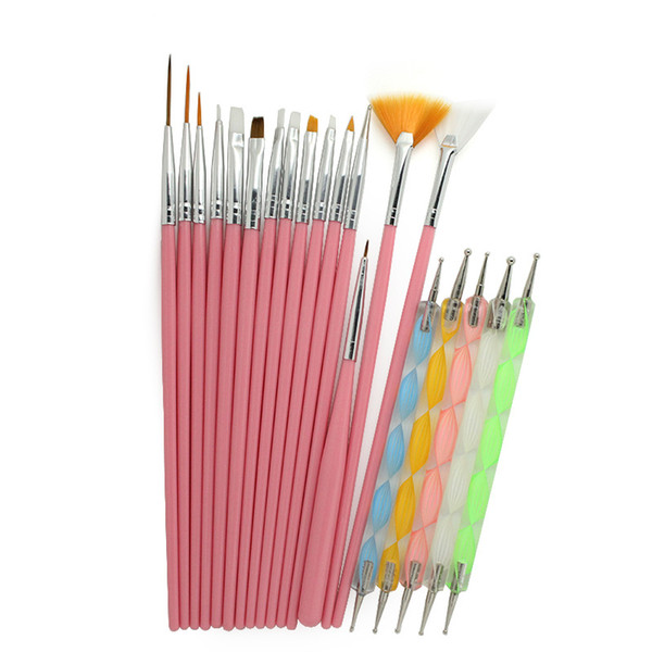 20pcs/Sets Nail Art Design Nail Brushes Styling Nail Art Tools Set Dotting Painting Drawing Pen Tools