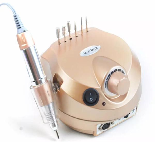 Gold Electric Nail Drill Machine 35000RPM Nail Art Equipment Manicure Kit Nail File Drill Bit FREE SHIPPING