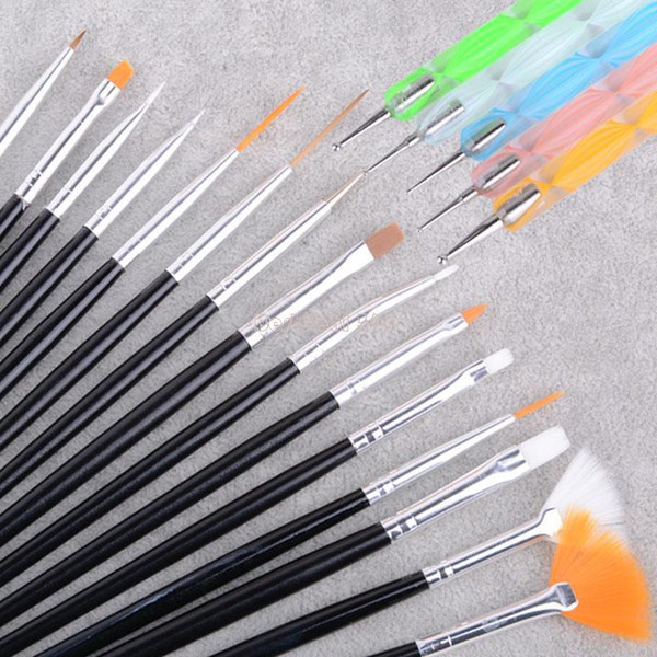 Hot New! 2014 White 20pcs Professional Nail Art Brush Set Design Painting Pen Perfect Tools for natural b4 SV002093