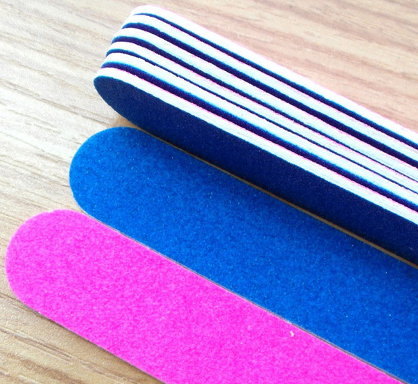 3.35 Inch Double Faced Nail Files, 100pcs Long Disposable Professional Beauty Care Reversible Nail Files, Blue Front Side / Pink Back Side