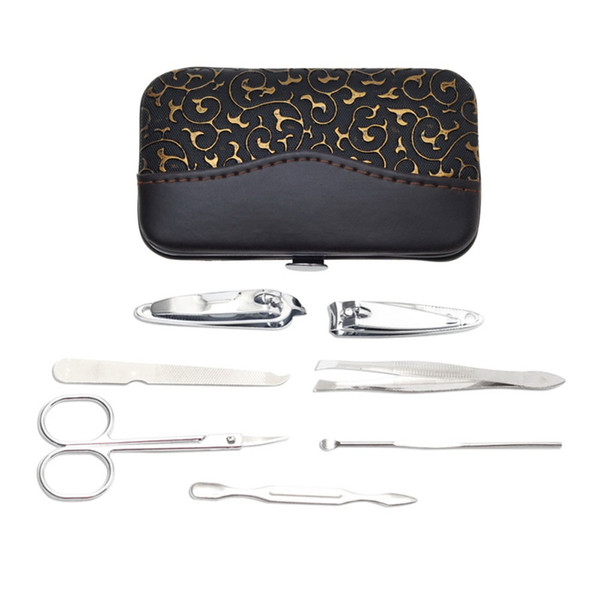 7pcs Manicure Set and kit Pedicure Scissor Tweezer Knife Ear pick Utility Nail Clipper Kit, Stainless steel Nail Care Tool Sets