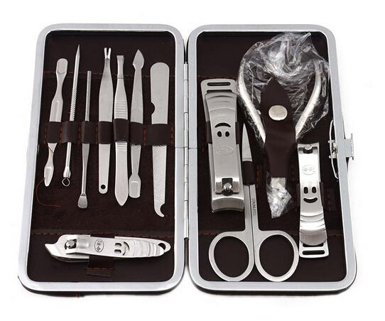 Fashion Hot 12 in 1 pcs Nail Clipper Kit Nail Care Set Pedicure Scissor Tweezer Knife Ear pick Utility Manicure Set Tools