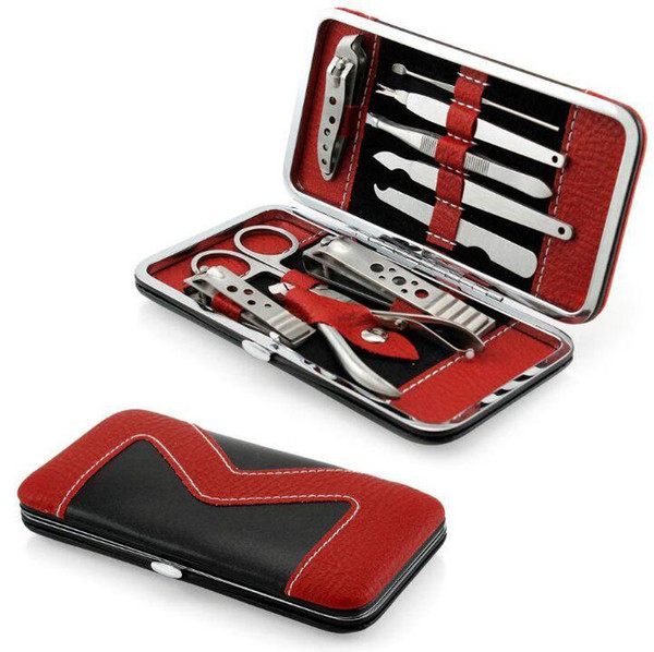 Pedicure Manicure Set Nail Clippers Cleaner Cuticle Grooming case 10pcs manicure kit nail polish Cleaner Cuticle Grooming Kit Case