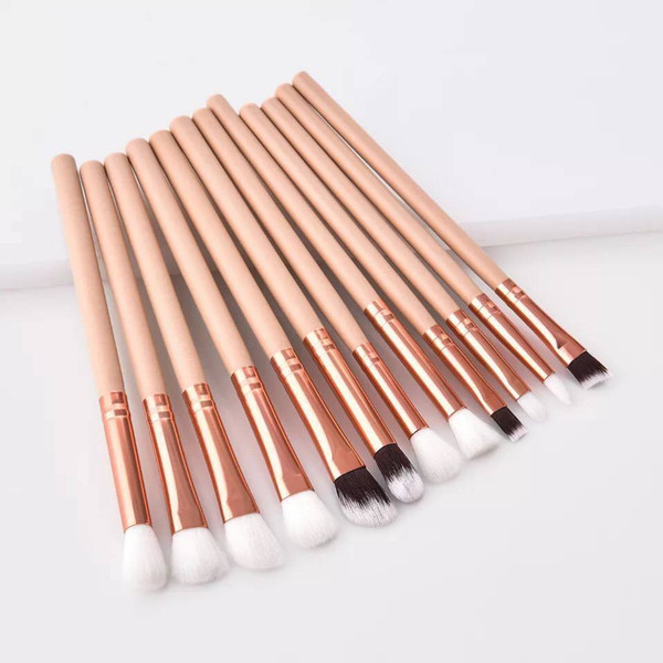 12pcs Professional Eyes Makeup Brushes Set Wood Handle Eyeshadow Blending Brush Powder Face Cosmetic Make Up Maquillaje