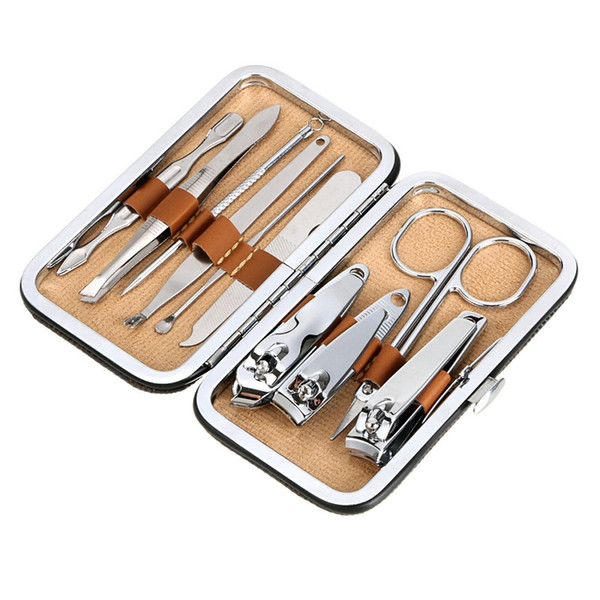 10 in 1 set Manicure Set Nail Art Clipper Kits Stainless Steel Pedicure Scissor Tweezer Mnicure Set Tools MOQ;60set