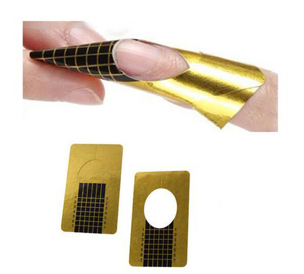 500pcs/set Golden Nail Art Sculpting Extension Forms Guide Sticker Acrylic UV Gel Tips Manicure Tool Free Shipping