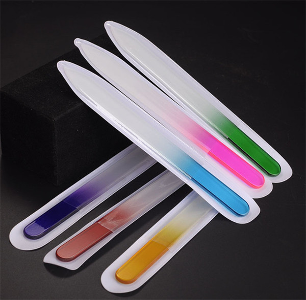 new 100X 9*0.35cm Glass Nail Files Durable Crystal File Buffer Nail Art Buffer Files For Manicure UV Polish Tool Nail Art