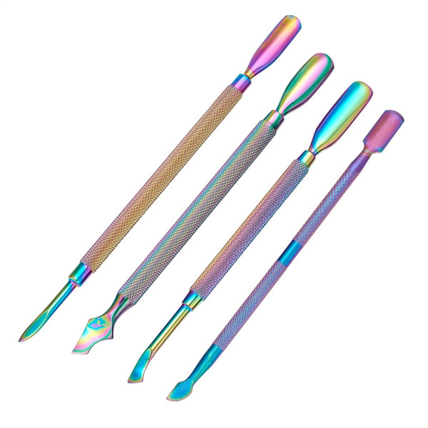 wholesale 4 PCs/lot Iron Double Sided Finger Dead Skin Push Nail Cuticle Pusher Remover Manicure Care Tool