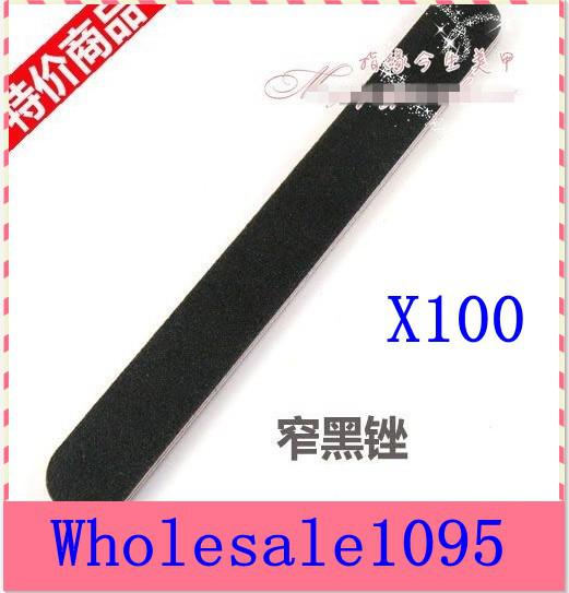 Coarse Emery Emery Board 100pcs/lot Straight Round Black Nail File Nail Art