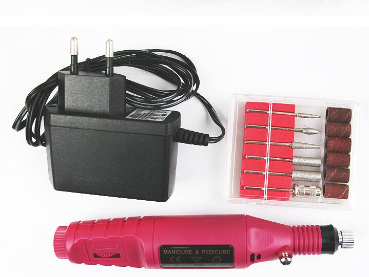 More Choice Plugs (US EU AU and UK plug) Electric False Nail Art Drill File Buffer MACHINE MANICURE 6 Bits 110V 220V