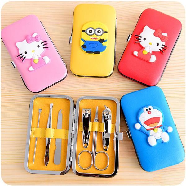 6pcs/set Nail Tool Kits Cartoon Case Nail Clippers Mini Manicure Set Nails Tools Cuticle Grooming Kit F550