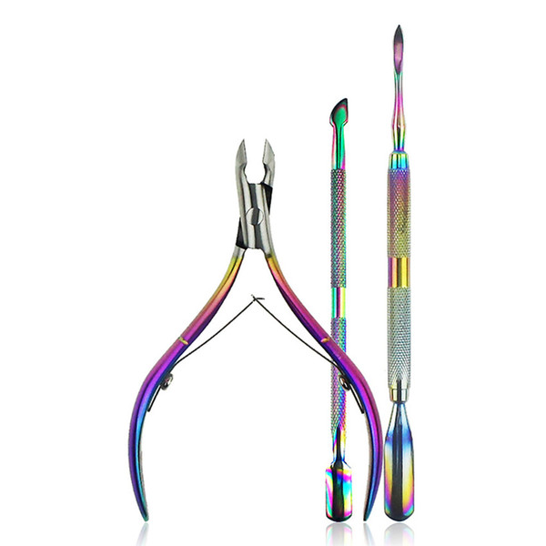 High Quality 3 Pcs Cuticle Nail Clipper+Cuticle nipper Set Nail Art Tool Dead Skin Fork Trimmer Peeling Knife Cuticle Remover