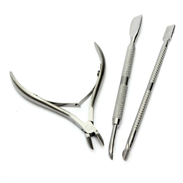 3Pcs Nail Kit Stainless Steel Scissor Nipper Cutter Clipper Cuticle Pusher Dead Skin Remover Manicure ToPedicure ol