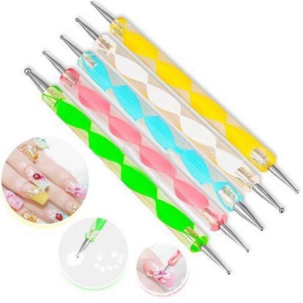 2-way Dotting Pen Marbleizing Tool Nail Polish Paint Manicure Dot Nail Art Set 5 pcs/lset 100sets/lot Fedex DHL free