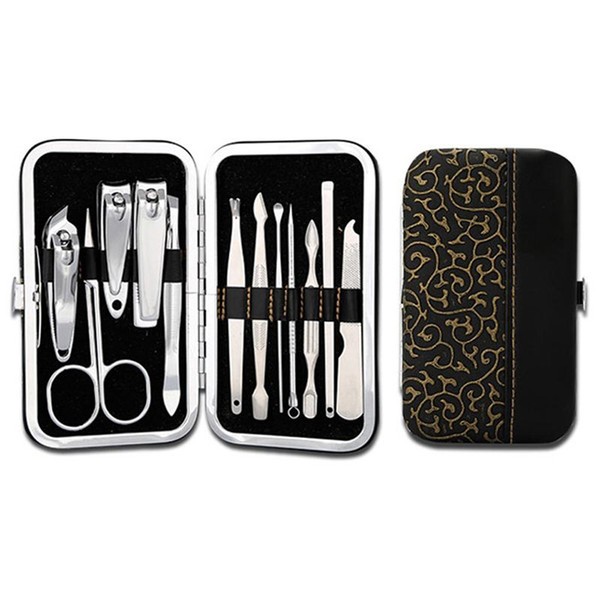 Nail Manicure Set 12Pcs/set Stainless steel Set Nail Care Tools with Mini Finger Nail Cutter Clipper File Scissor Tweezers