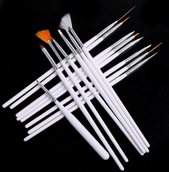 500 sets 15 Pcs/Set Nail Art Design acrylic brush Set Painting Draw Dotting Pen white Hand