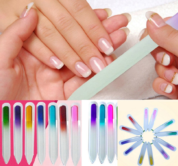 9CM 14CM Glass Nail Files Durable Crystal File Nail Buffer Nail Care Any Colors Sent by randomly