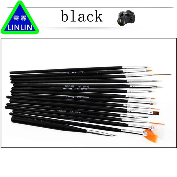 LINLIN 15 sets of coloured paint pens, nail brush, white black pink light rod and 3 color selectable