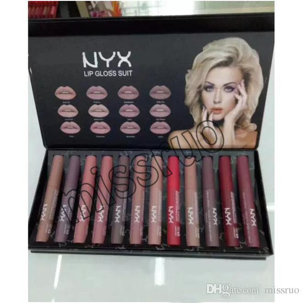 2018 Newest NYX Lip Gloss Suit set Matte Liquid lipsticks Cosmetics Brand New drop shipping