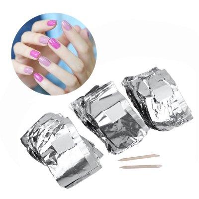 100pcs Aluminium Foil Nail Art Soak Off Acrylic Gel Polish Nail Removal Wraps Remover Nail Gel Cleaner Remover Makeup Tool +B