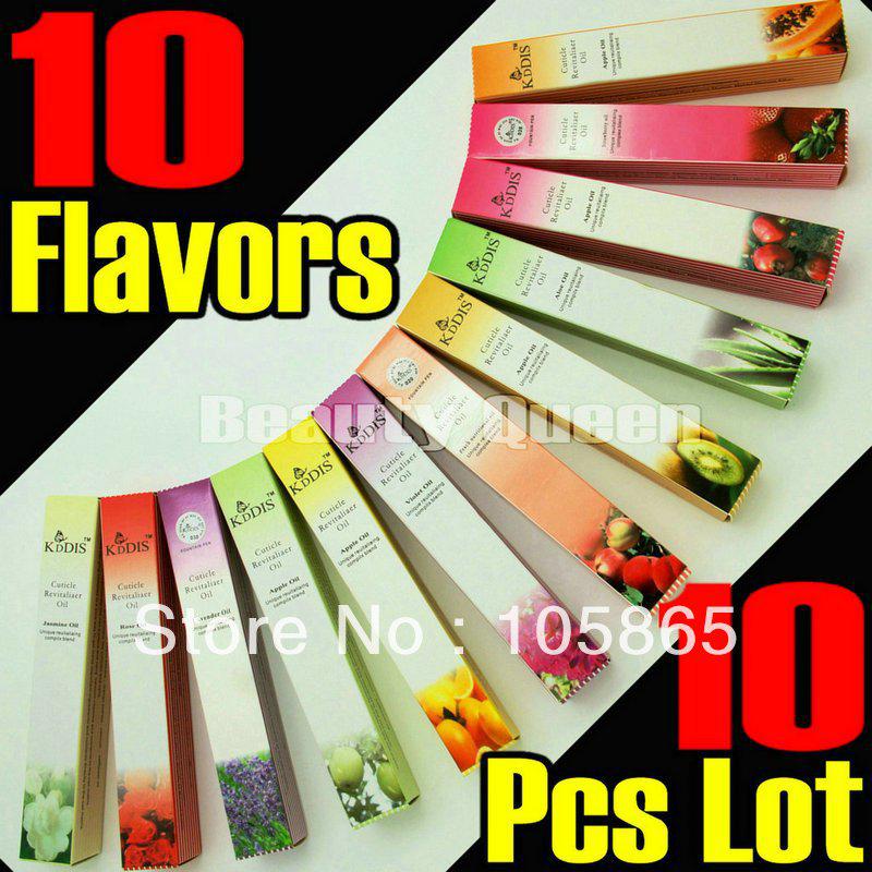 NEW FREE SHIP 10 Pcs/Lot 10 FLAVORS CUTICLE REVITALIZE OIL PEN MIX TASTE NAIL ART TREATMENT KIT SET