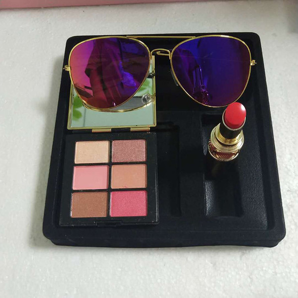 Hot Sale!! High Quality Famous Luxury Brand Makeup Set Kollection Lipstick Eyeshadow Glasses Cosmetic 3 in 1 Kit Free Shipping