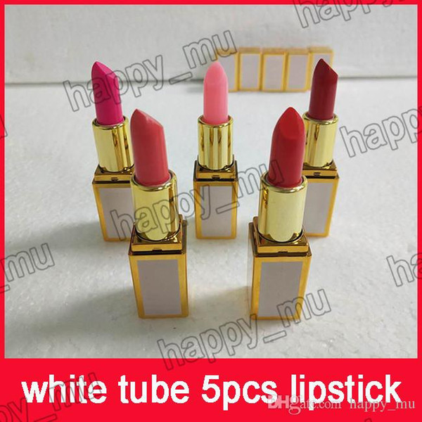 Hot Famous Luxury brand Make up Matte Lipstick 5 colors White tube matte lipstick 5pcs/set