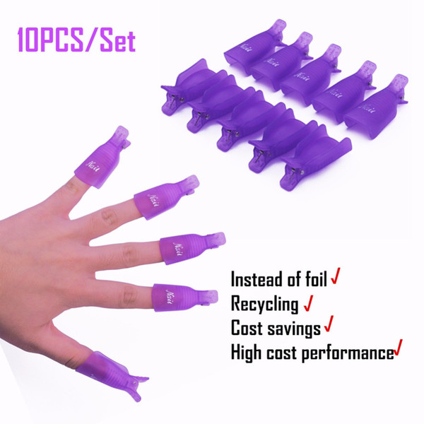 10PC Caps Gel Polish Remover Clip Nail Manicure Remover Nail Gel Polish Caps for Fingers Purple