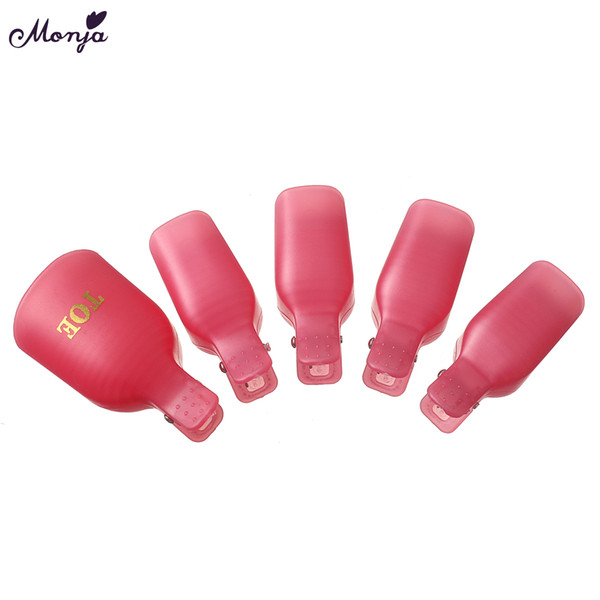 Monja 5Pcs Nail Art Toe Gel Polish Remover Soaker Cap Resuable Foot Wrap Cleaner Soak Off Clip Degreaser Pedicure Kit Monja 5Pcs