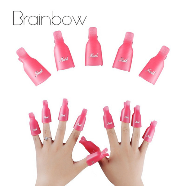 cap clip Brainbow 10pcs/Box Reusable Gel Polish Remover Wrap Nail Art Soak Nail Polish Remover Cleaner Soak Off Cap