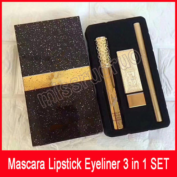 Famous Brand Makeup Set Mascara Lipstick Eyeliner 3 in 1 Cosmetics kit.