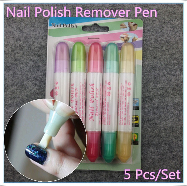 Free Shipping,Nail Art Polish Remover Pen Corrector Cleaner Correct DIY Tool Manicure Mistakes Tool Nail Art Equipment, 5Pcs/Set