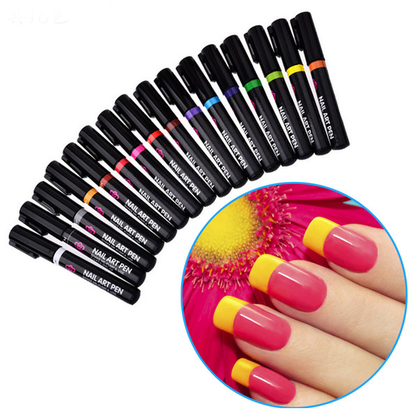 16 Colors Nail Art Painting Pens Set Professional Salon Home DIY Manicure UV Gel Polish 3D Nail Tips Design Drawing Painting Pen