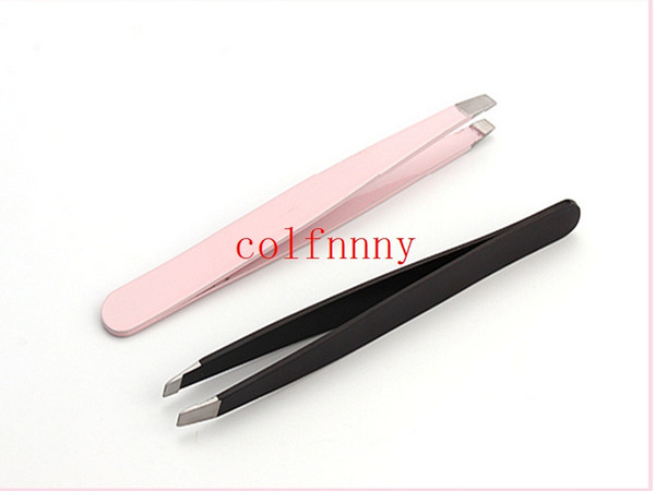 100pcs/lot Women Lady Eyebrow Eye Brow Tweezers Removal Stainless Steel Beauty Slant Tip Makeup Tool