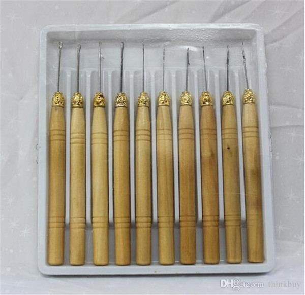 Free shipping 1000pcs/lot Salon Wooden Handle Simple Pulling Needle, Micro Ring Needle, Extension Tools,Hook Needle