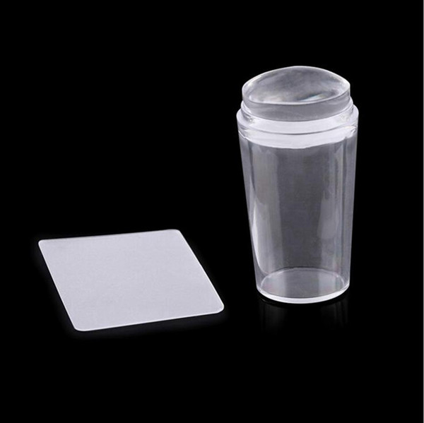 Nail Art Templates Pure Clear Jelly Silicone Nail Stamping Plate Scraper With Cap Transparent Nail Stamp OOA2230 1000set