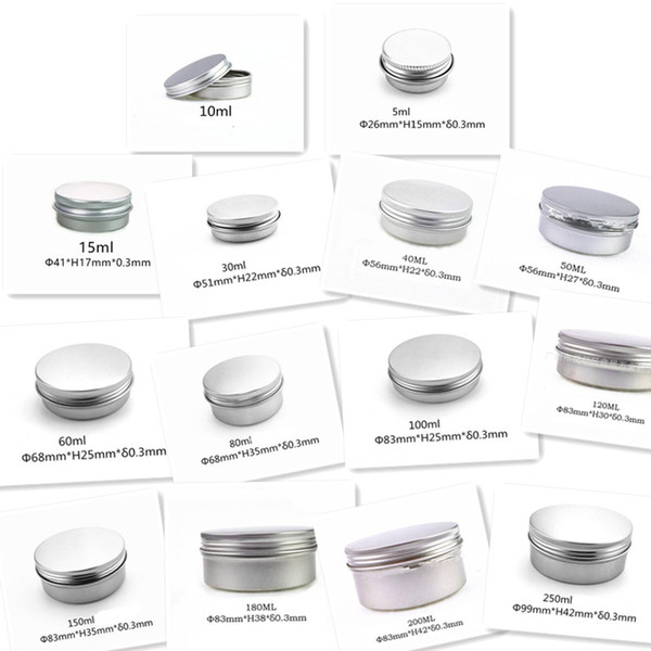 STOCK Empty Aluminum Cream Jar Tin 5 10 15 30ml Cosmetic Lip Balm Containers Nail Derocation Crafts Pot Bottle