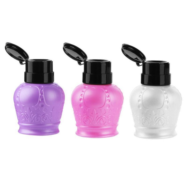 250ml Refillable Bottles Crown With Lock-pressure Bottle Nail Polish Remover Liquid Press Cleaner Empty Pump Dispenser Bottle