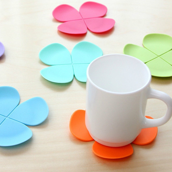 500pcs 3D Mixed Colors Flower Petal Shape Cup Coaster Tea Coffee Cup Mat Table Decor Durable Pretty Drink