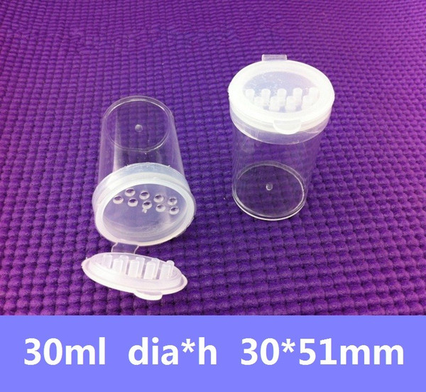 100pcs/Lot 30ml Clear Plastic Sifter Bottle Round Container Glitter Shaker Filling OEM Powder Bottle Flip Sifter chili powder bottle