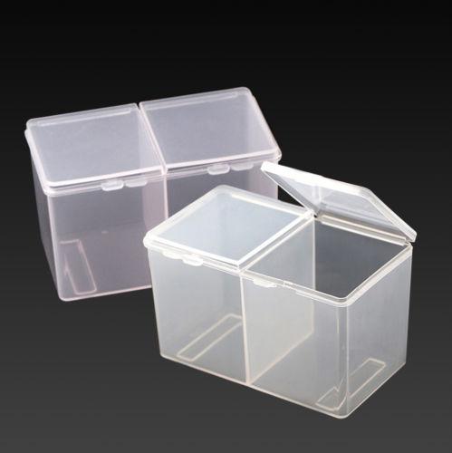 1 x Brand New Clear Empty Divided Storage Box Container For Nail Art Cotton Pad Cotton Ball