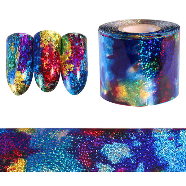 1M Gradient Starry Sky Nail Foil Blue Holographic Paper Decals Decor Nail Art Sticker Decoration Accessories